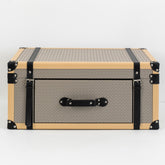 Close-up of Milo PU leather storage box highlighting front drawer and luxurious velvet-lined interior.